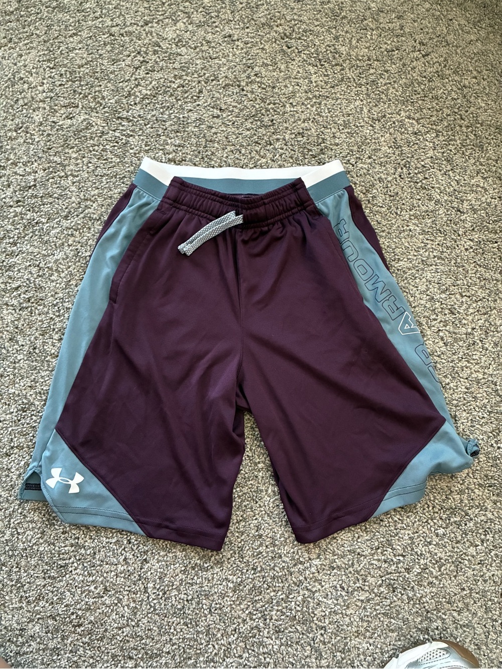 Under Armour Plum and Light Gray Boys' Athletic Shorts